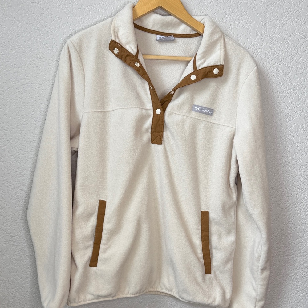 Columbia Fleece Pullover Cream Tan size Medium - Picture 3 of 11
